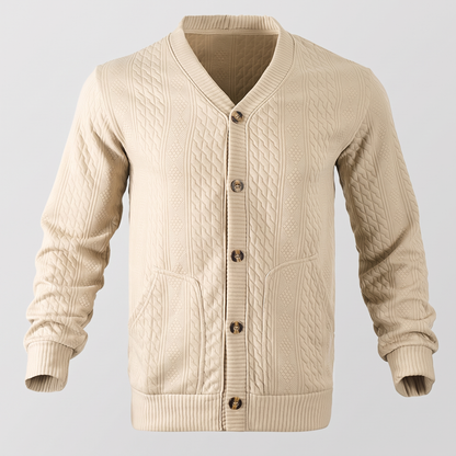 CABLE KNIT BUTTON CARDIGAN