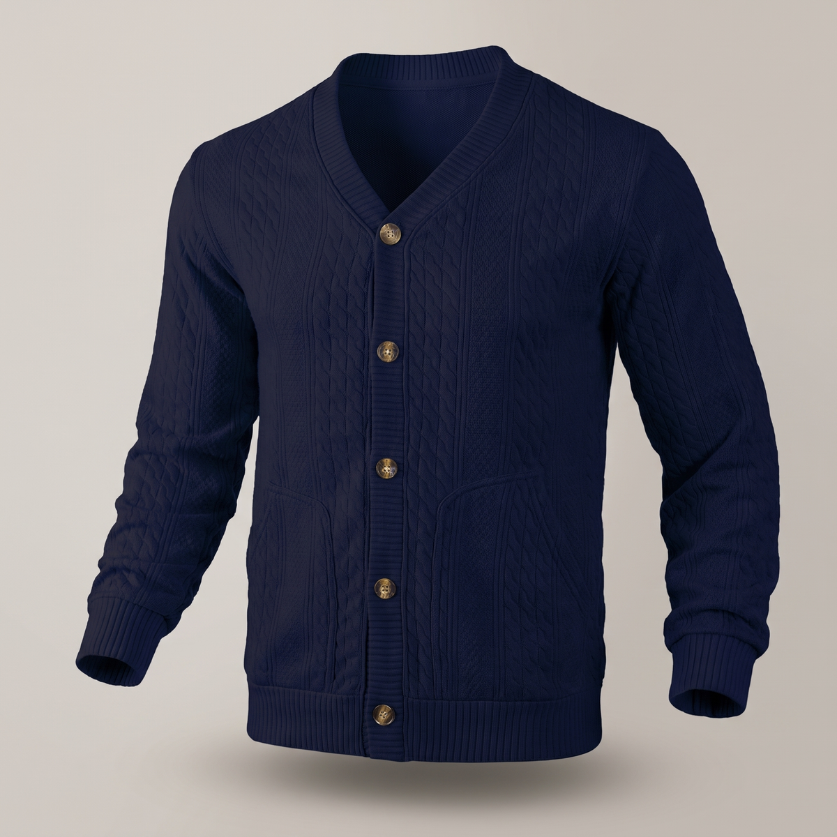 CABLE KNIT BUTTON CARDIGAN