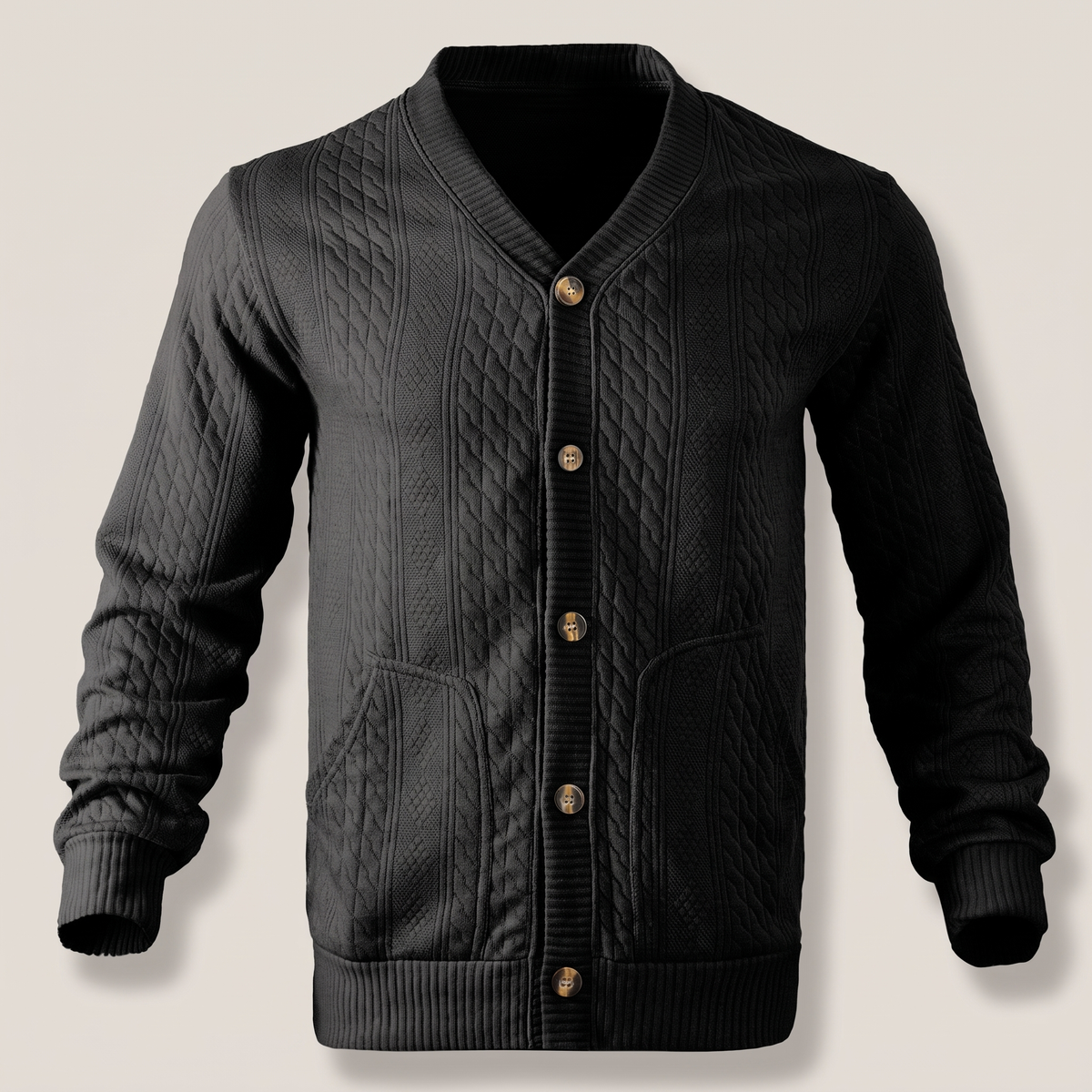 CABLE KNIT BUTTON CARDIGAN