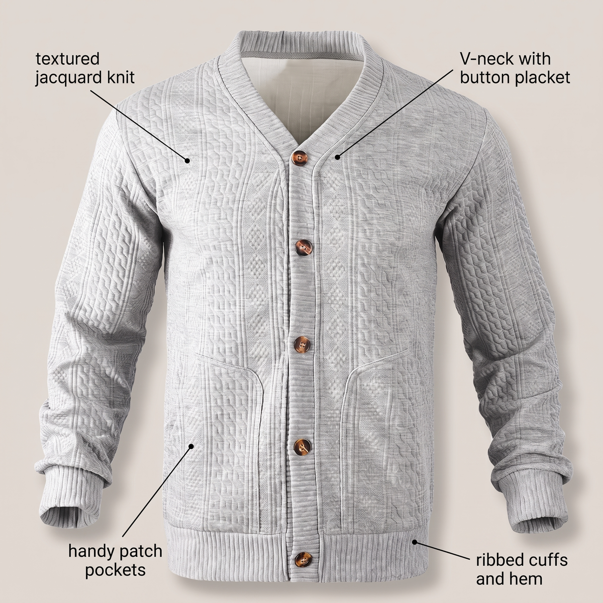 CABLE KNIT BUTTON CARDIGAN