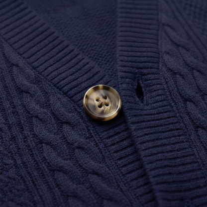 CABLE KNIT BUTTON CARDIGAN