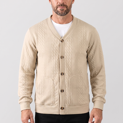 CABLE KNIT BUTTON CARDIGAN