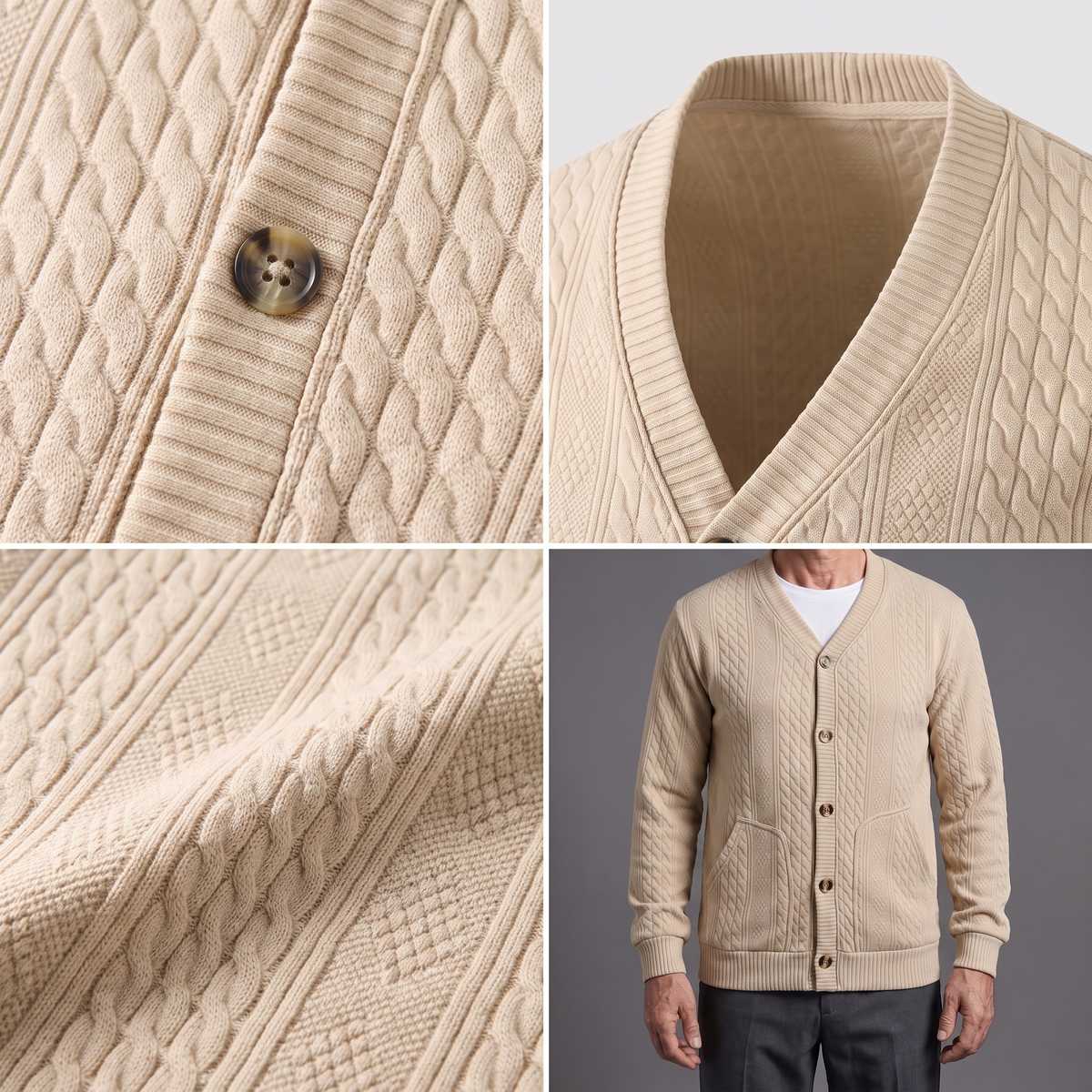 CABLE KNIT BUTTON CARDIGAN