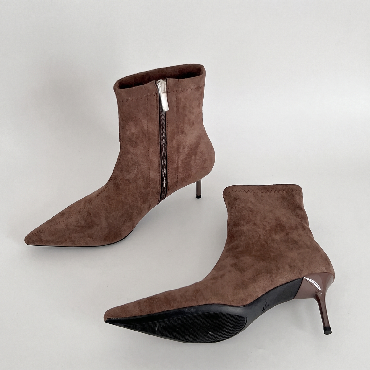 SUEDE POINTED ANKLE BOOTS