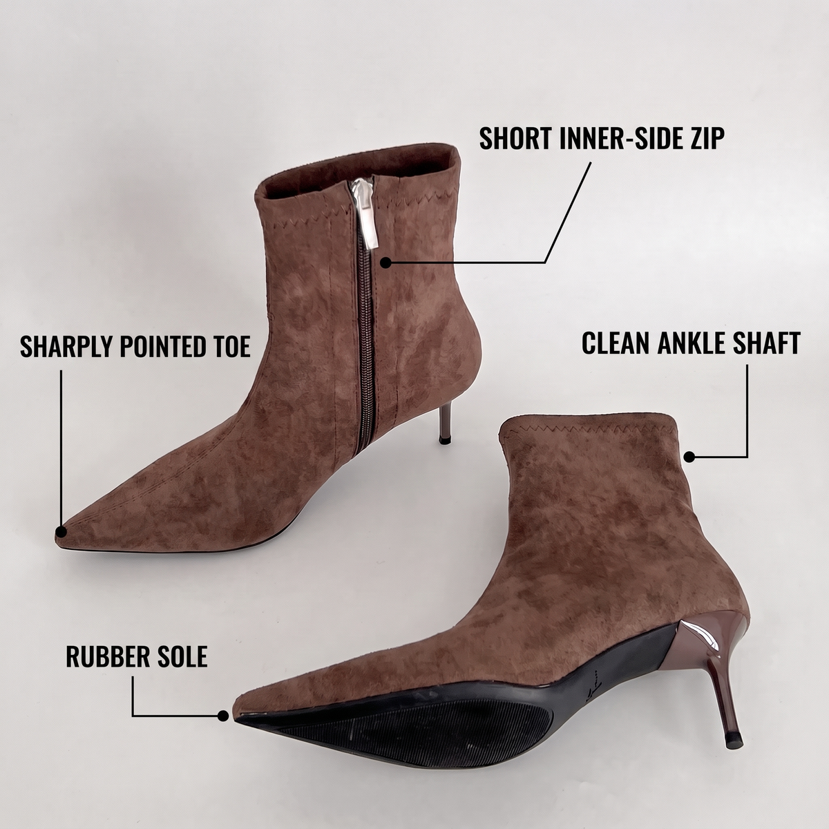 SUEDE POINTED ANKLE BOOTS