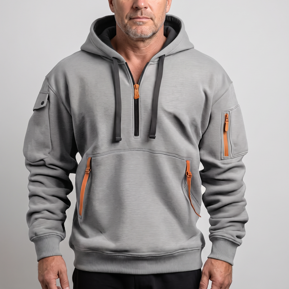 HALF ZIP UTILITY HOODIE