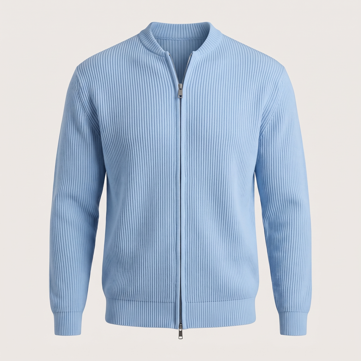 STAND COLLAR RIB KNIT JACKET