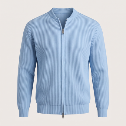 STAND COLLAR RIB KNIT JACKET
