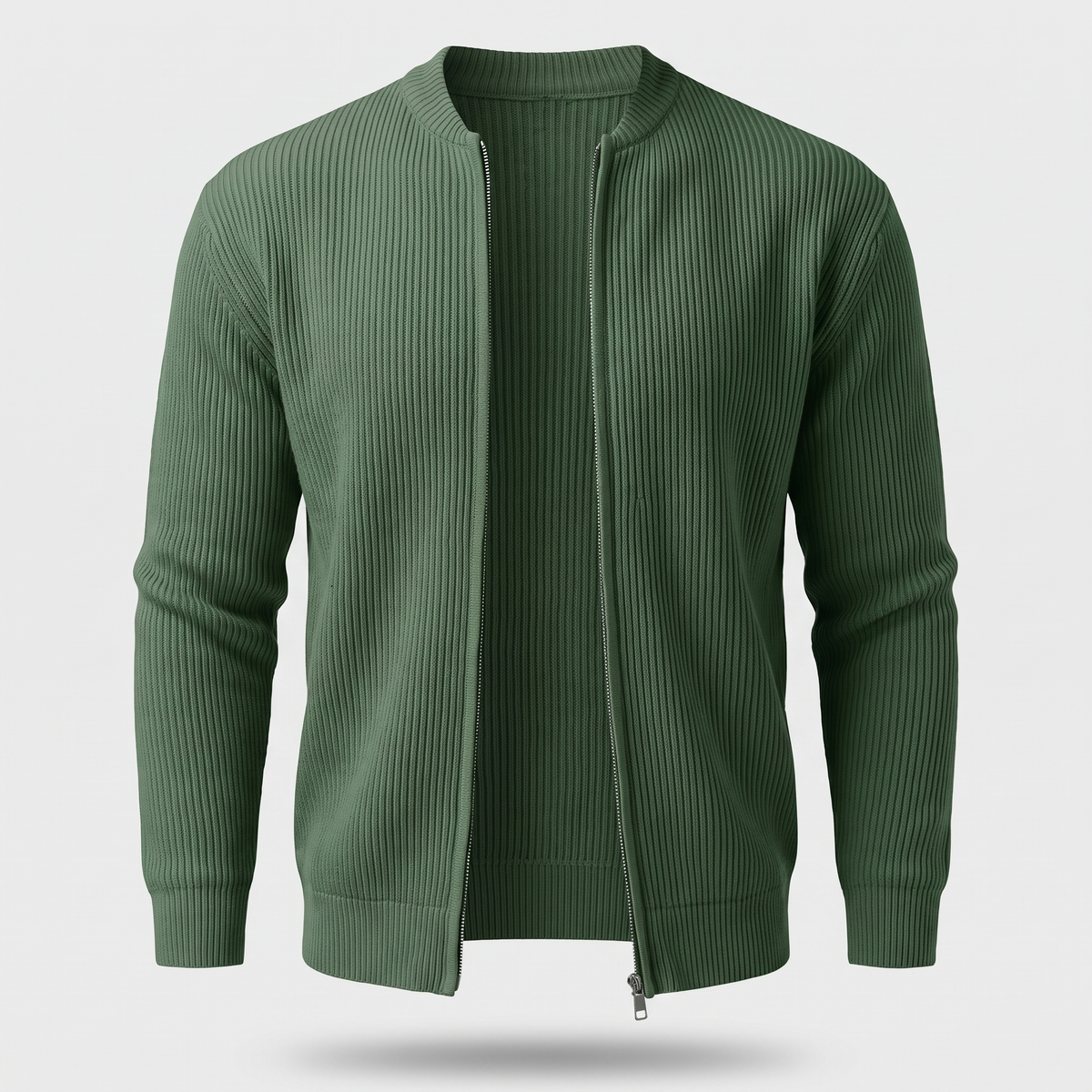 STAND COLLAR RIB KNIT JACKET