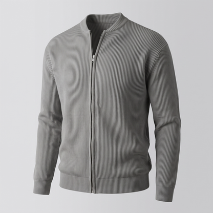 STAND COLLAR RIB KNIT JACKET