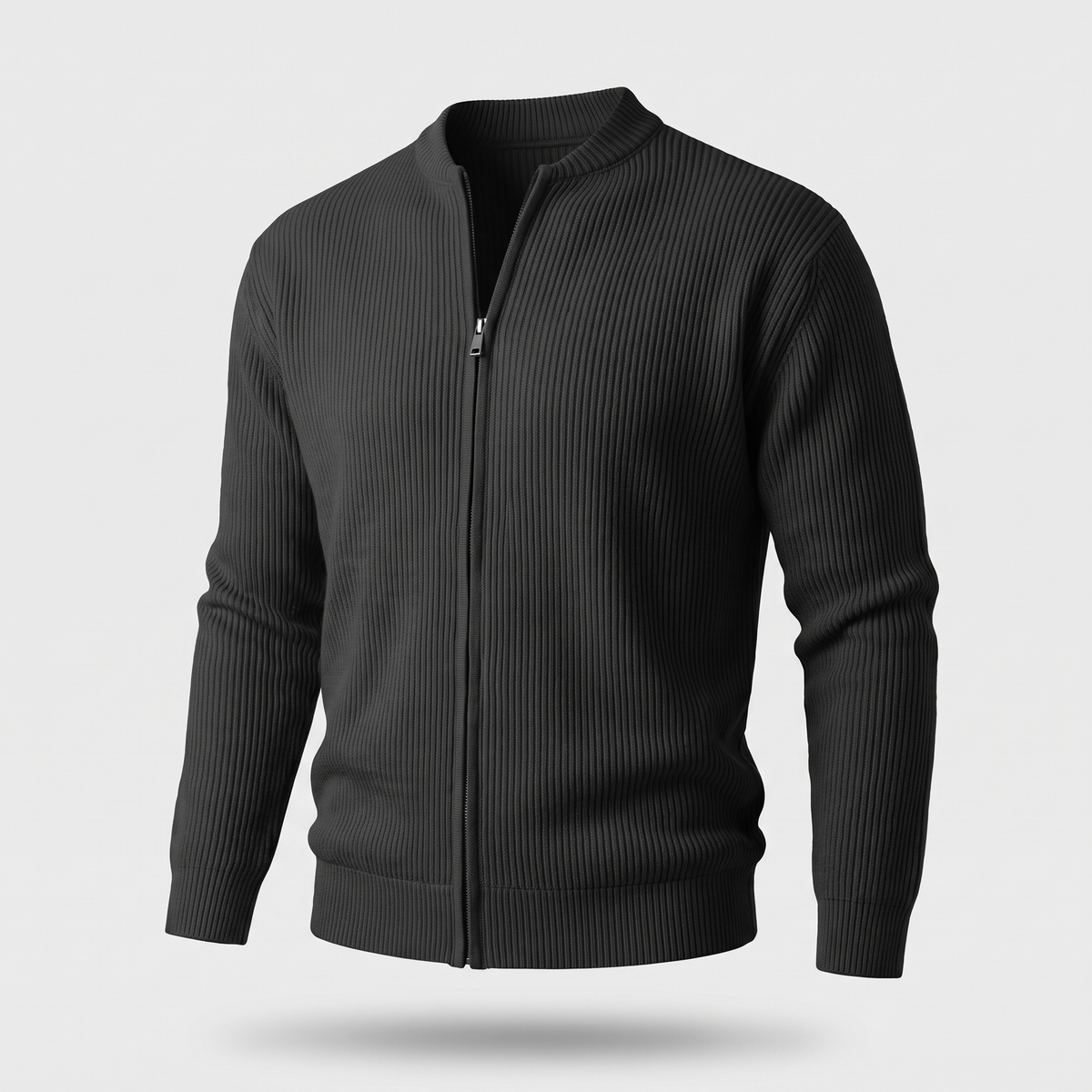 STAND COLLAR RIB KNIT JACKET