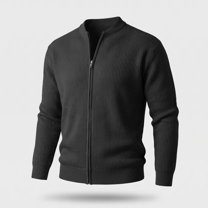 STAND COLLAR RIB KNIT JACKET