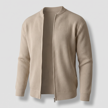 STAND COLLAR RIB KNIT JACKET