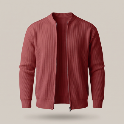 STAND COLLAR RIB KNIT JACKET
