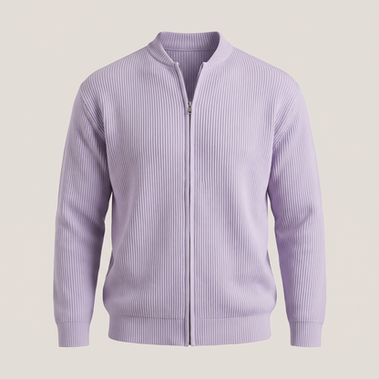 STAND COLLAR RIB KNIT JACKET