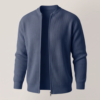STAND COLLAR RIB KNIT JACKET
