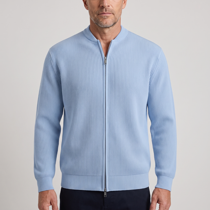 STAND COLLAR RIB KNIT JACKET