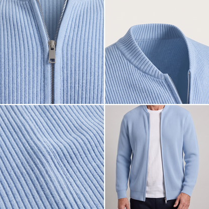 STAND COLLAR RIB KNIT JACKET