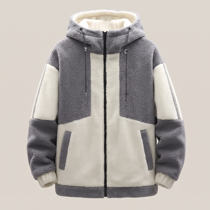 CONTRAST PANEL FLEECE JACKET