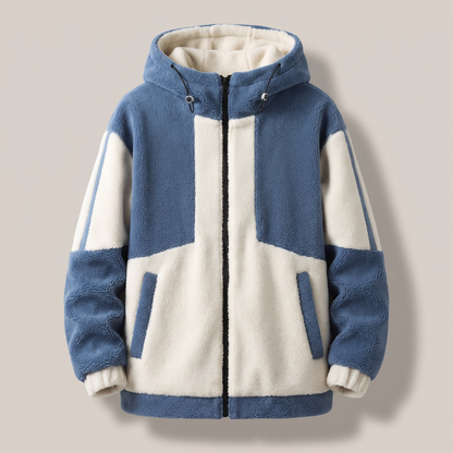 CONTRAST PANEL FLEECE JACKET