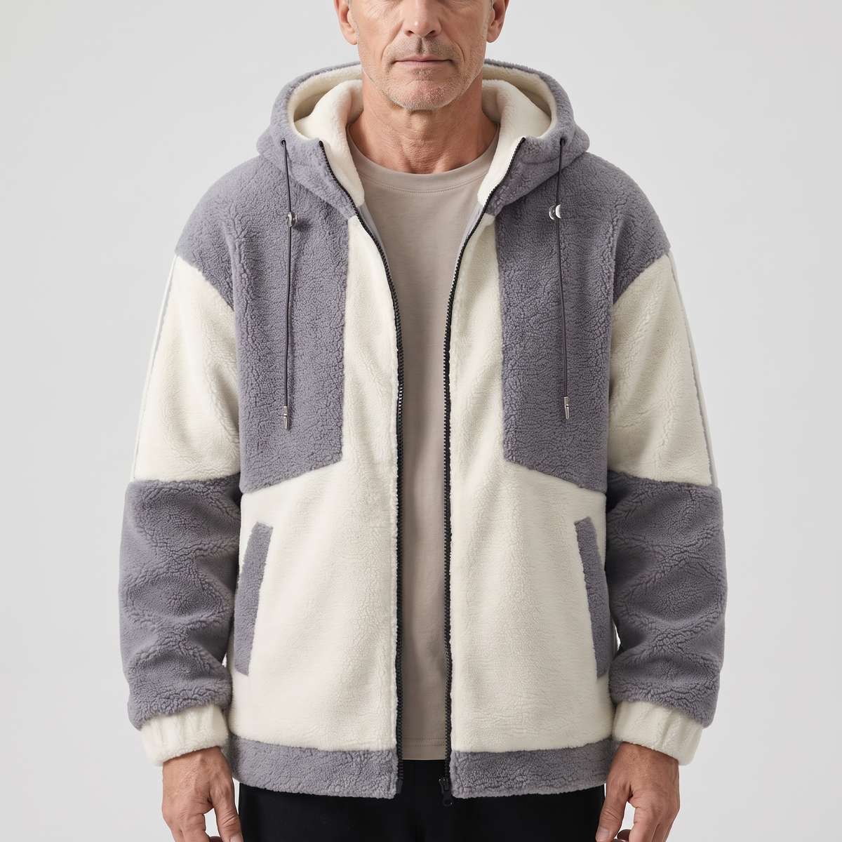 CONTRAST PANEL BORG JACKET