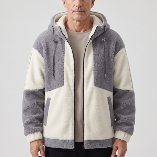 CONTRAST PANEL FLEECE JACKET
