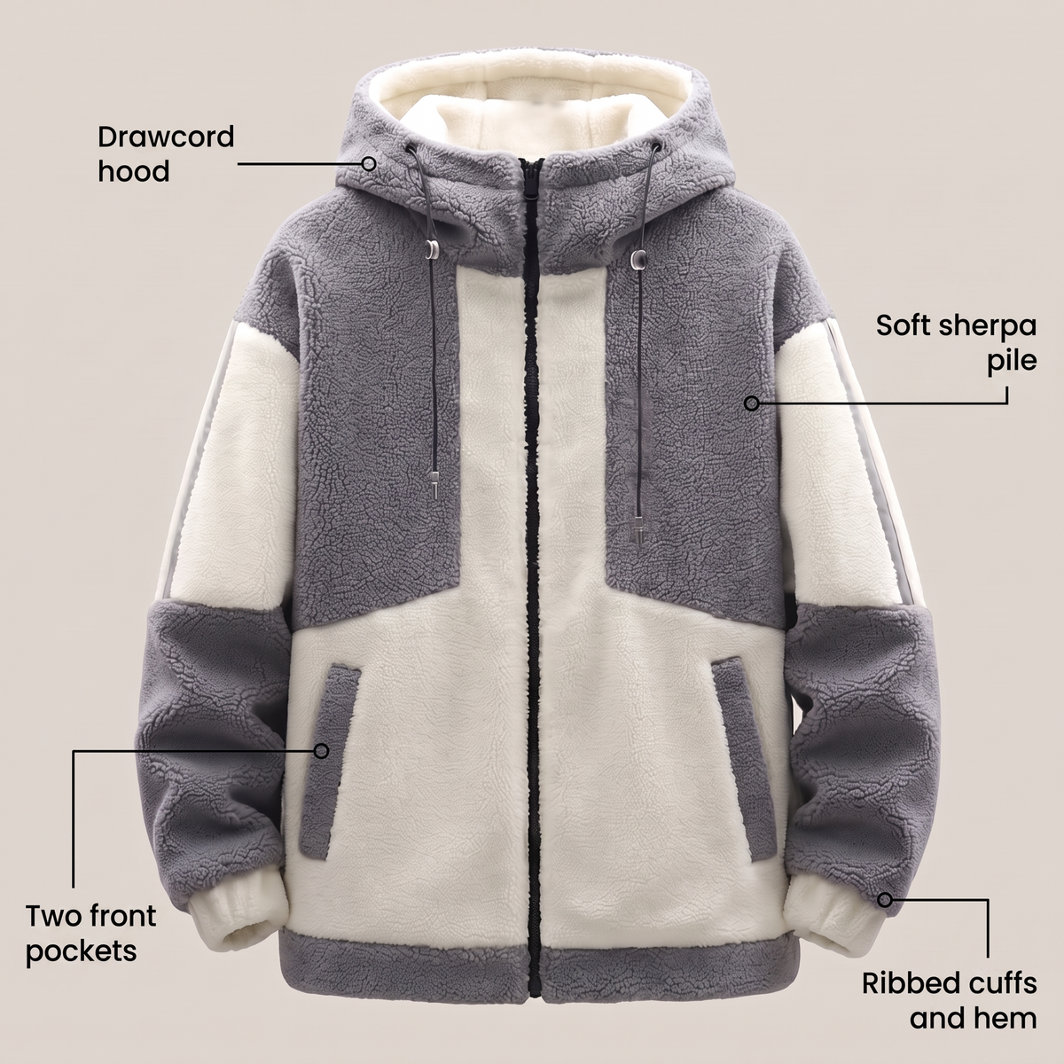 CONTRAST PANEL FLEECE JACKET