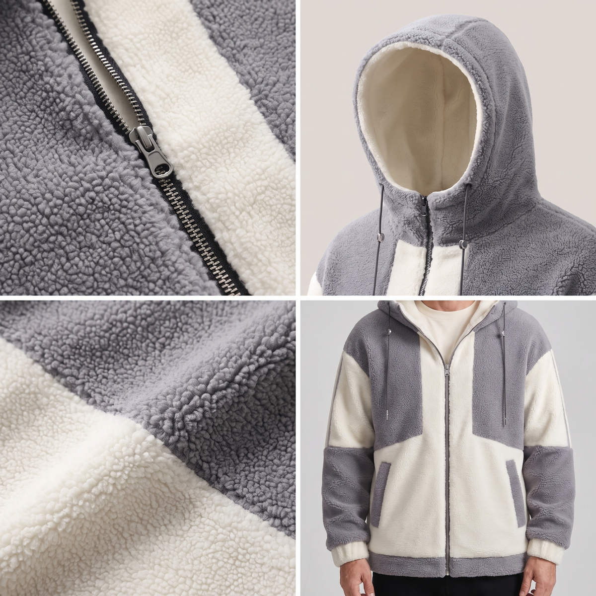 CONTRAST PANEL FLEECE JACKET