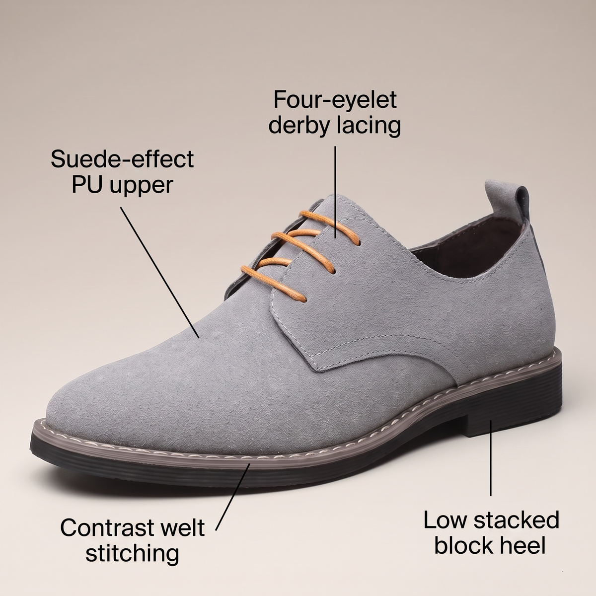 SUEDE DERBY WALKING SHOES