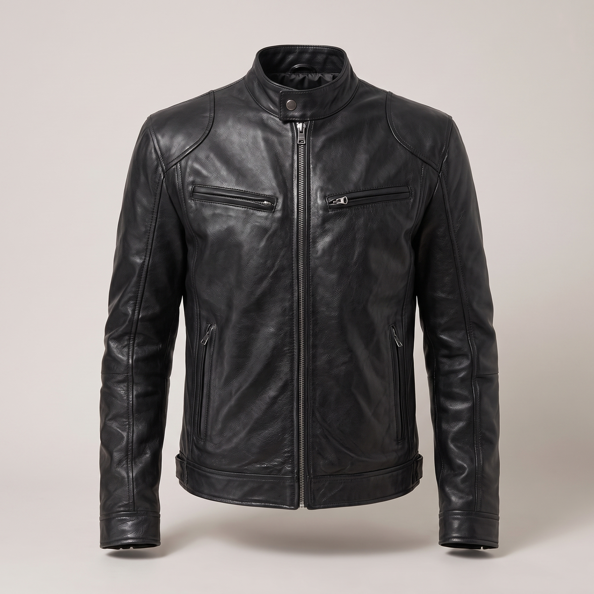 RELAXED LEATHER ZIP JACKET