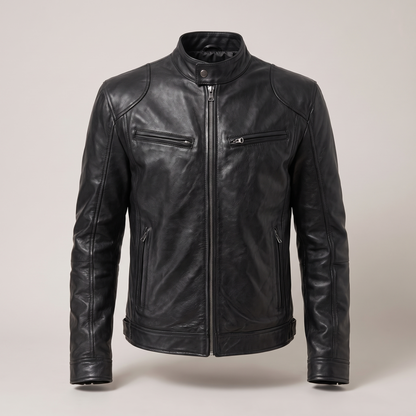 RELAXED LEATHER ZIP JACKET