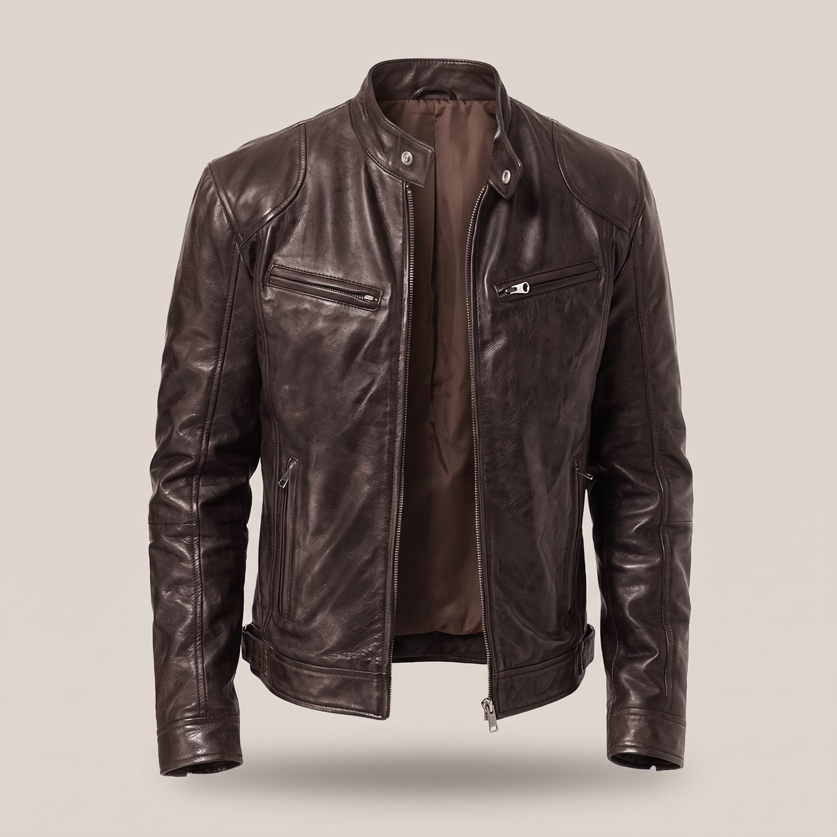 RELAXED LEATHER ZIP JACKET