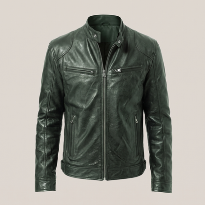 RELAXED LEATHER ZIP JACKET
