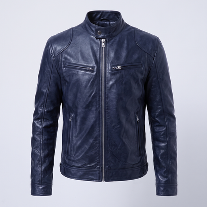 RELAXED LEATHER ZIP JACKET