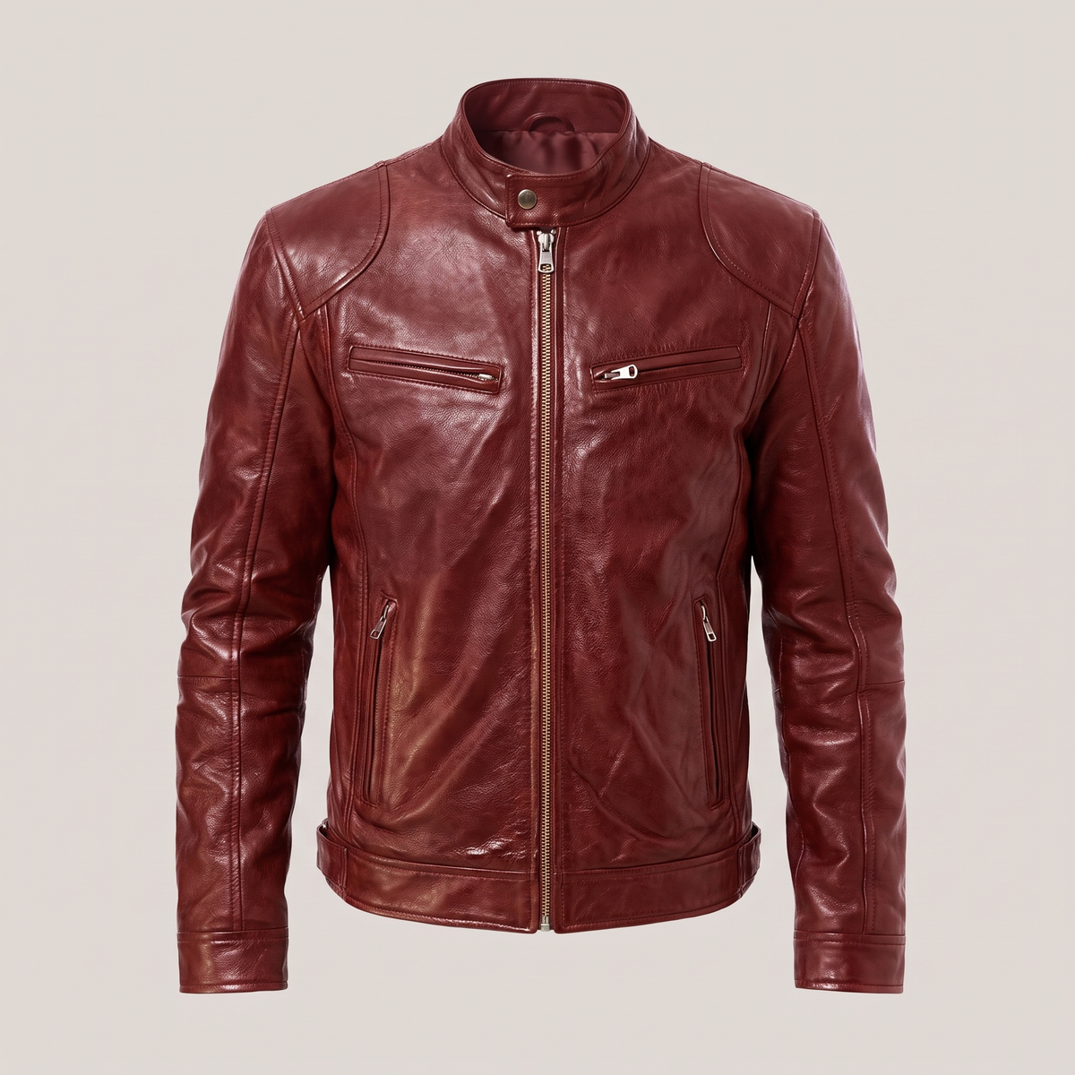 RELAXED LEATHER ZIP JACKET