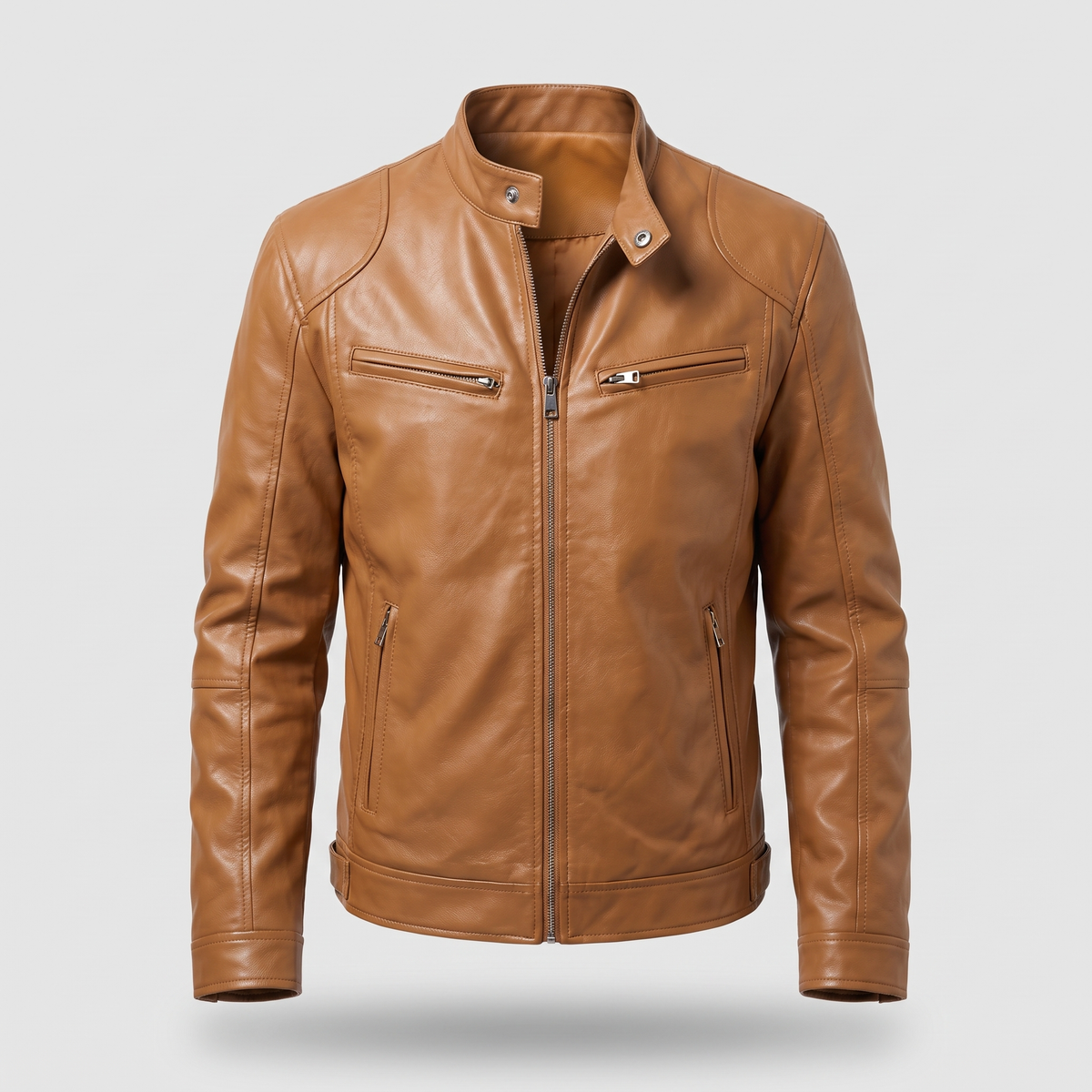 RELAXED LEATHER ZIP JACKET