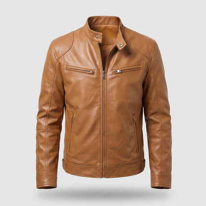 RELAXED LEATHER ZIP JACKET