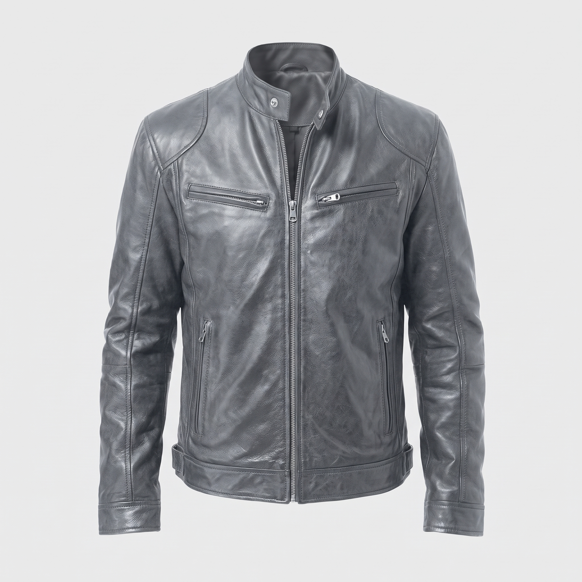 RELAXED LEATHER ZIP JACKET