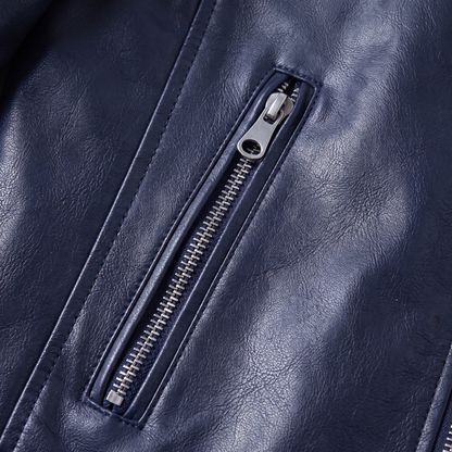 RELAXED LEATHER ZIP JACKET
