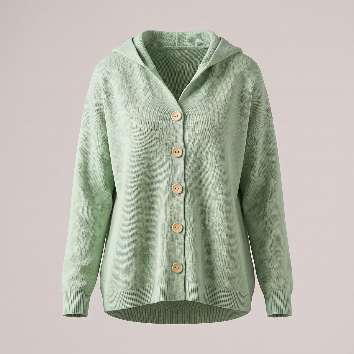 BUTTONED HOOD KNIT TOP