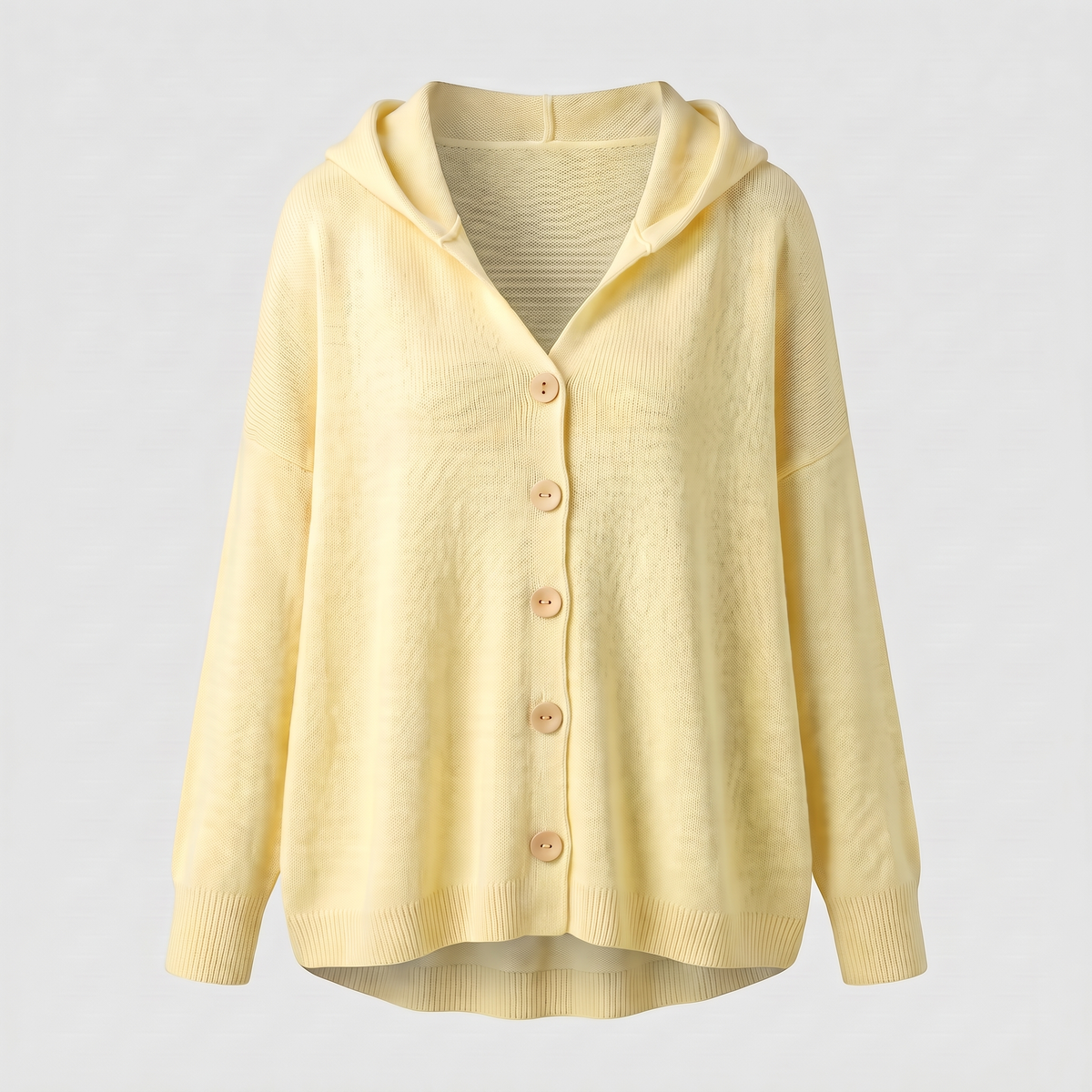 BUTTONED HOOD KNIT TOP
