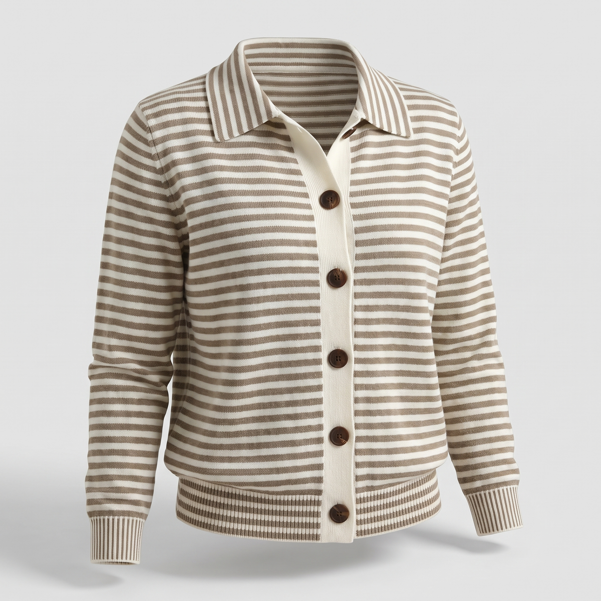 STRIPED BUTTON KNIT JACKET