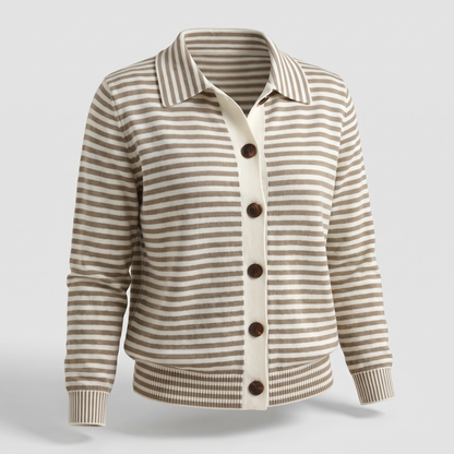 STRIPED BUTTON KNIT JACKET