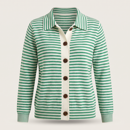 STRIPED BUTTON KNIT JACKET