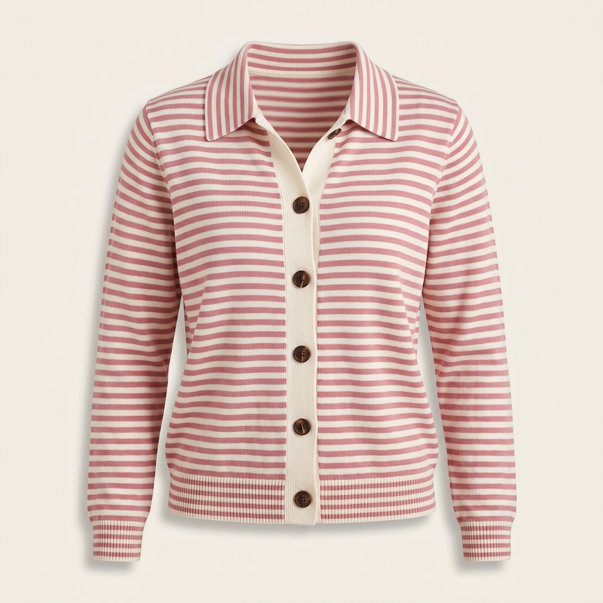 STRIPED BUTTON KNIT JACKET