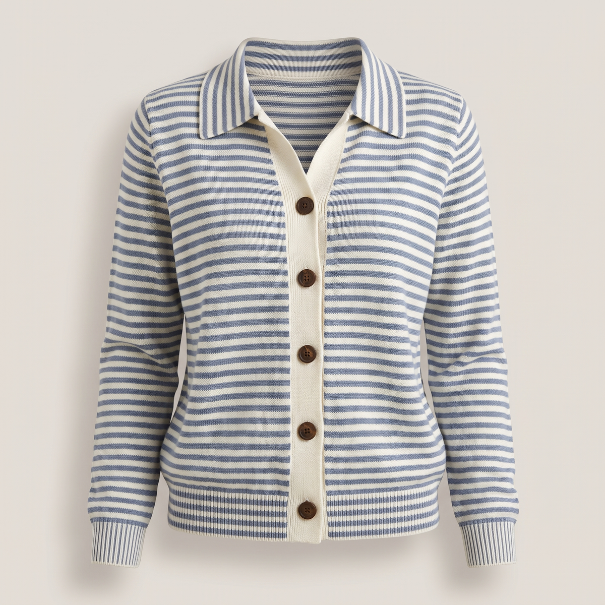 STRIPED BUTTON KNIT JACKET