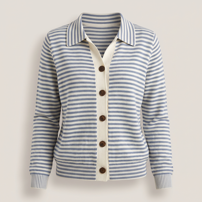 STRIPED BUTTON KNIT JACKET
