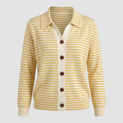 STRIPED BUTTON KNIT JACKET