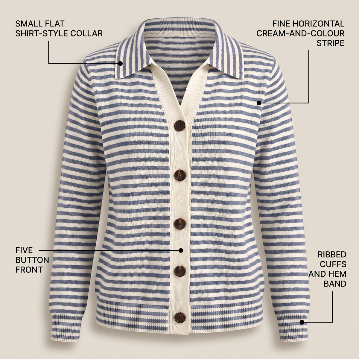 STRIPED BUTTON KNIT JACKET