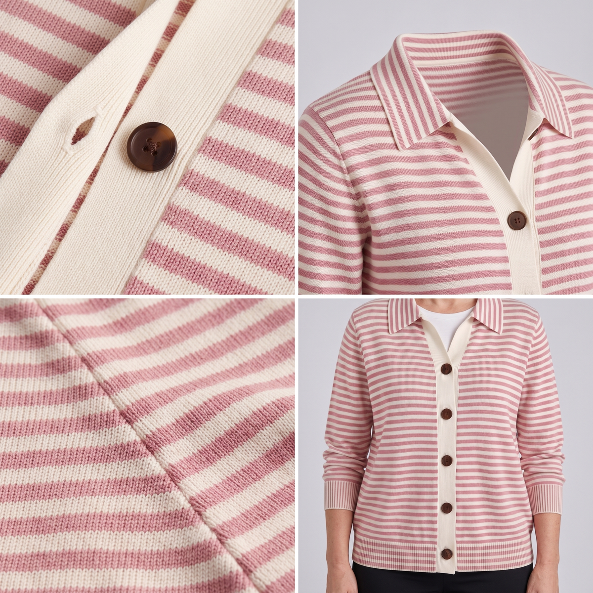 STRIPED BUTTON KNIT JACKET